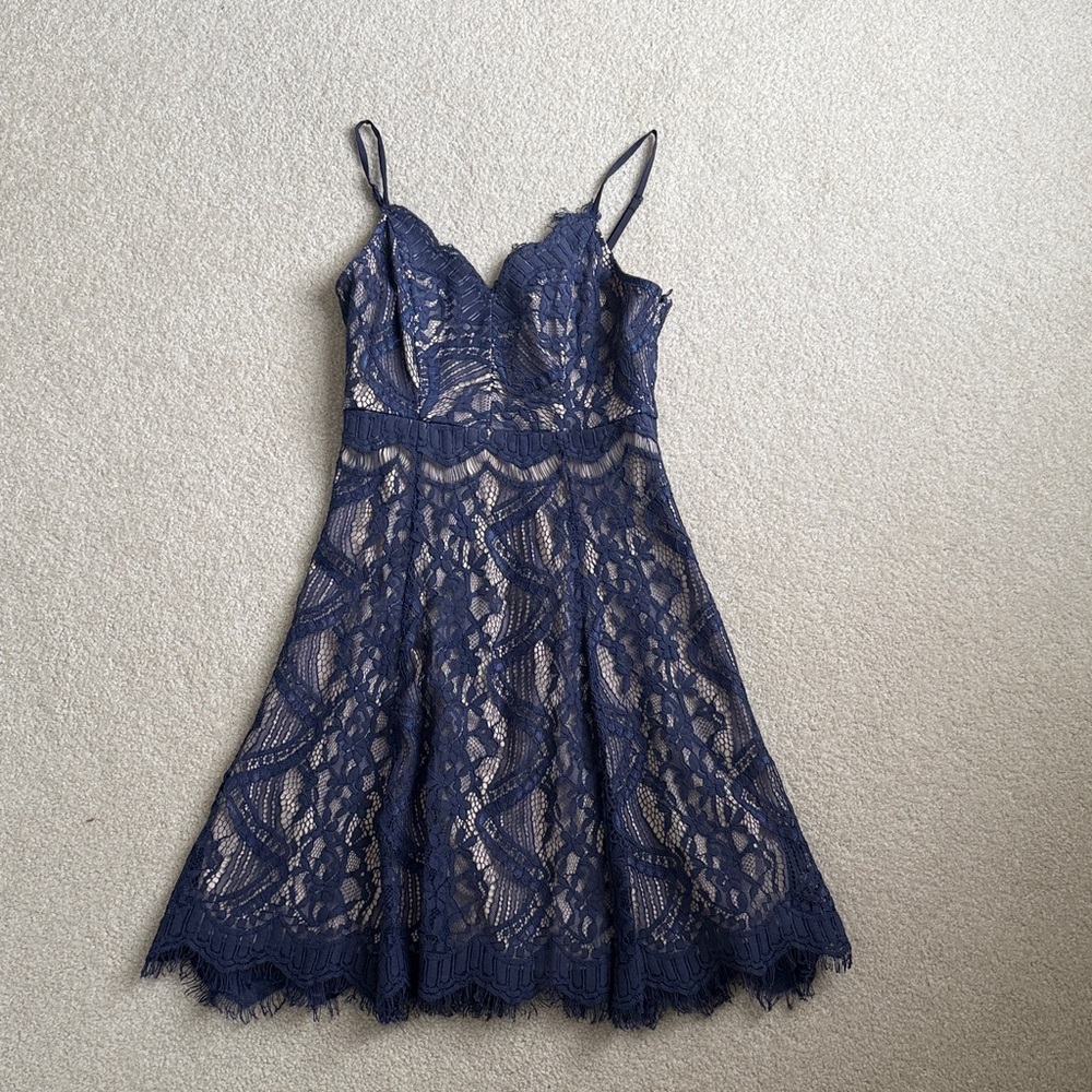 Aqua Navy Lace Dress